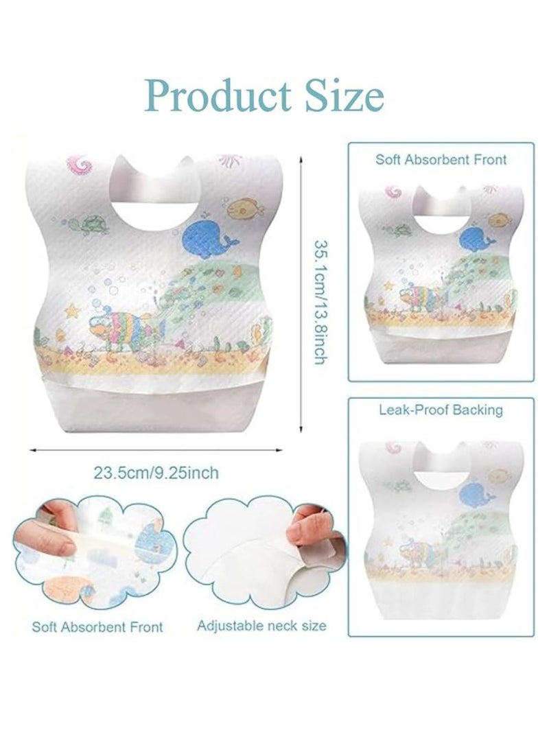 SKY-TOUCH Disposable Baby Bibs 60pcs, Portable Waterproof Bib with Crumb Catcher for Girls and Boys, Individually Packaged Suitable for traveling and outing, Baby Bibs Travel Essential  - Image 3