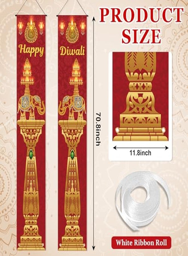 Sophena Happy Diwali Decoration Door Banner - Porch Signs Welcome Banner Backdrop for Deepawali Festival of Lights - Hanging Decoration Yard Sign for Home Wall Door Cover Party Supplies (Elephant) - Image 3