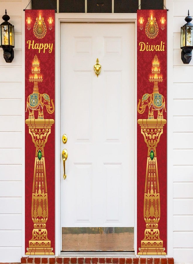 Sophena Happy Diwali Decoration Door Banner - Porch Signs Welcome Banner Backdrop for Deepawali Festival of Lights - Hanging Decoration Yard Sign for Home Wall Door Cover Party Supplies (Elephant) - Image 1
