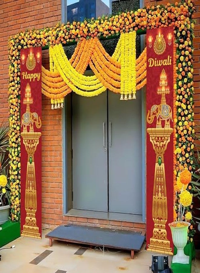 Sophena Happy Diwali Decoration Door Banner - Porch Signs Welcome Banner Backdrop for Deepawali Festival of Lights - Hanging Decoration Yard Sign for Home Wall Door Cover Party Supplies (Elephant) - Image 5