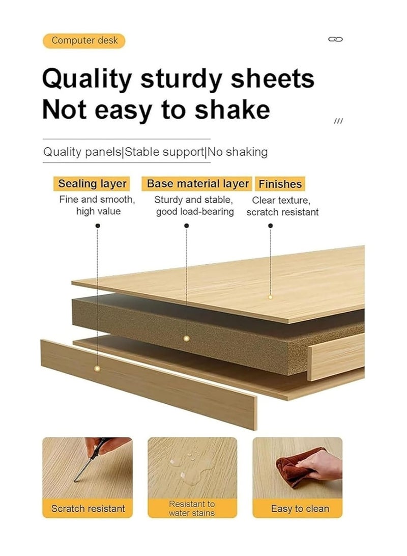 TAPIT Home Office Desk with Bookshelf, Wooden Computer Desk for Home Office Gaming, Study Desks with Storage Lockers, Writing Table for Students (100x48x120cm - White) - Image 5