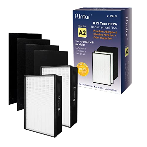 Flintar Type A2 Replacement Filter, Made in TAIWAN, Compatible with Filtrete Room Air Purifier FAP-C02-A2, FAP-C03-A2, FAP-T03-A2, FAP-SC02L, Part # 1150101, Filter A2, 2-Pack - Image 1