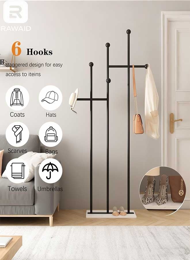 رَوَائِد حامل معاطف بقاعدة رخامية، حامل ملابس معدني ثقيل التحمل، شجرة معاطف لتعليق الملابس والقبعات والأوشحة وحقائب التوت. - Image 3