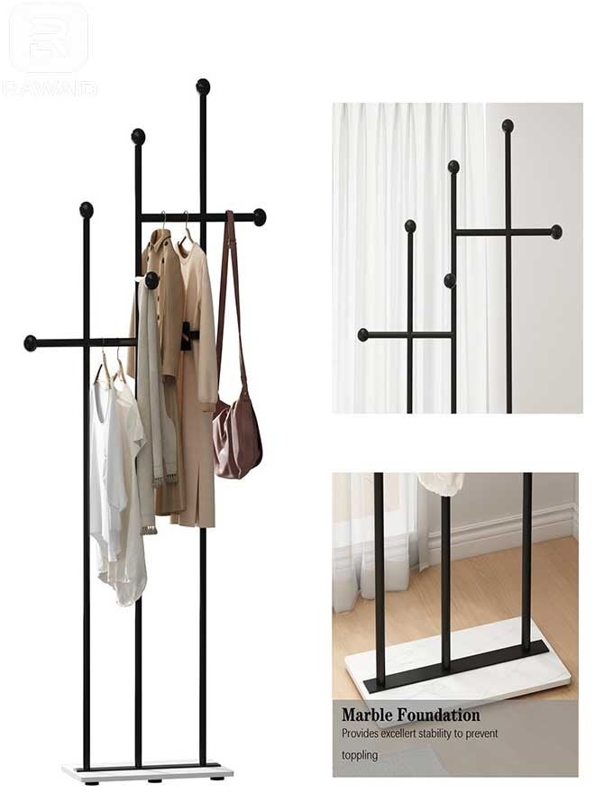 رَوَائِد حامل معاطف بقاعدة رخامية، حامل ملابس معدني ثقيل التحمل، شجرة معاطف لتعليق الملابس والقبعات والأوشحة وحقائب التوت. - Image 2