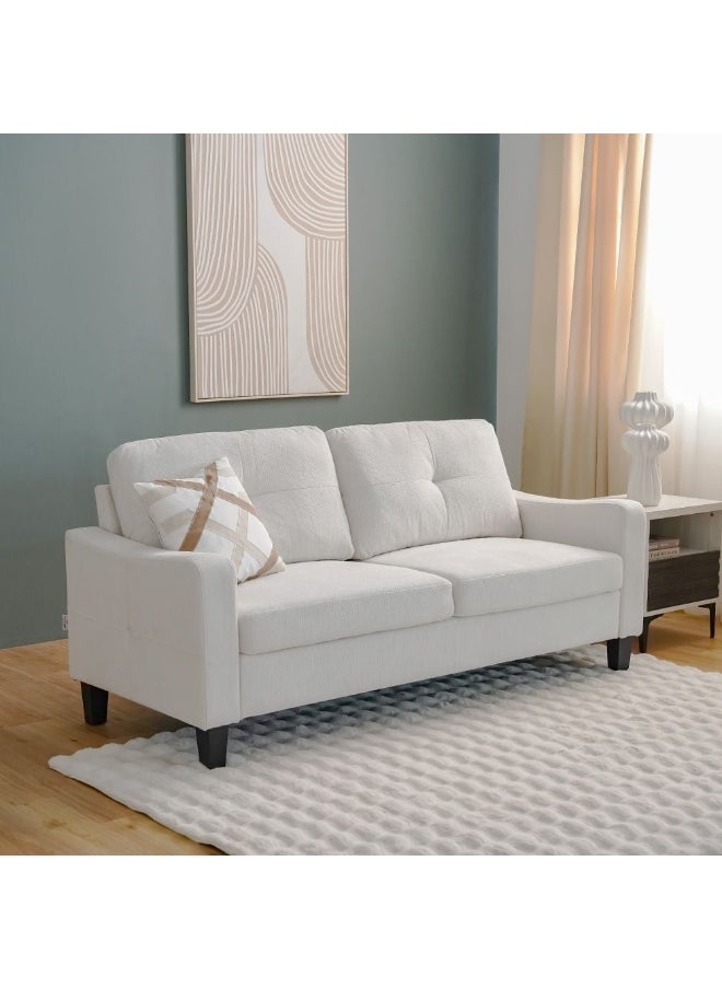 DANUBE HOME Supreme 3 Seater Fabric Sofa Modern Design Three Seat Sofas Comfortable Living Room Furniture L191Xw80Xh88Cm - Cream  - Image 1