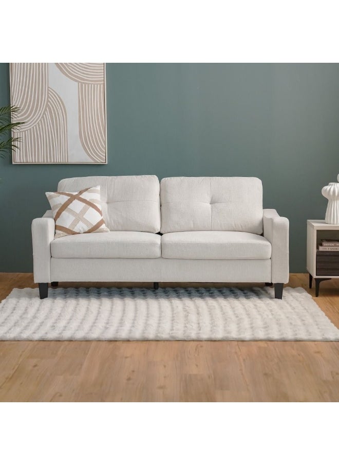 DANUBE HOME Supreme 3 Seater Fabric Sofa Modern Design Three Seat Sofas Comfortable Living Room Furniture L191Xw80Xh88Cm - Cream  - Image 2