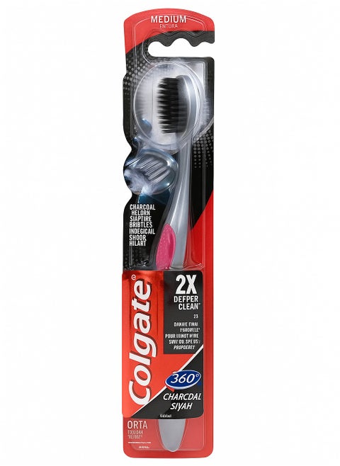 360 Charcoal Toothbrush medium Multi Color