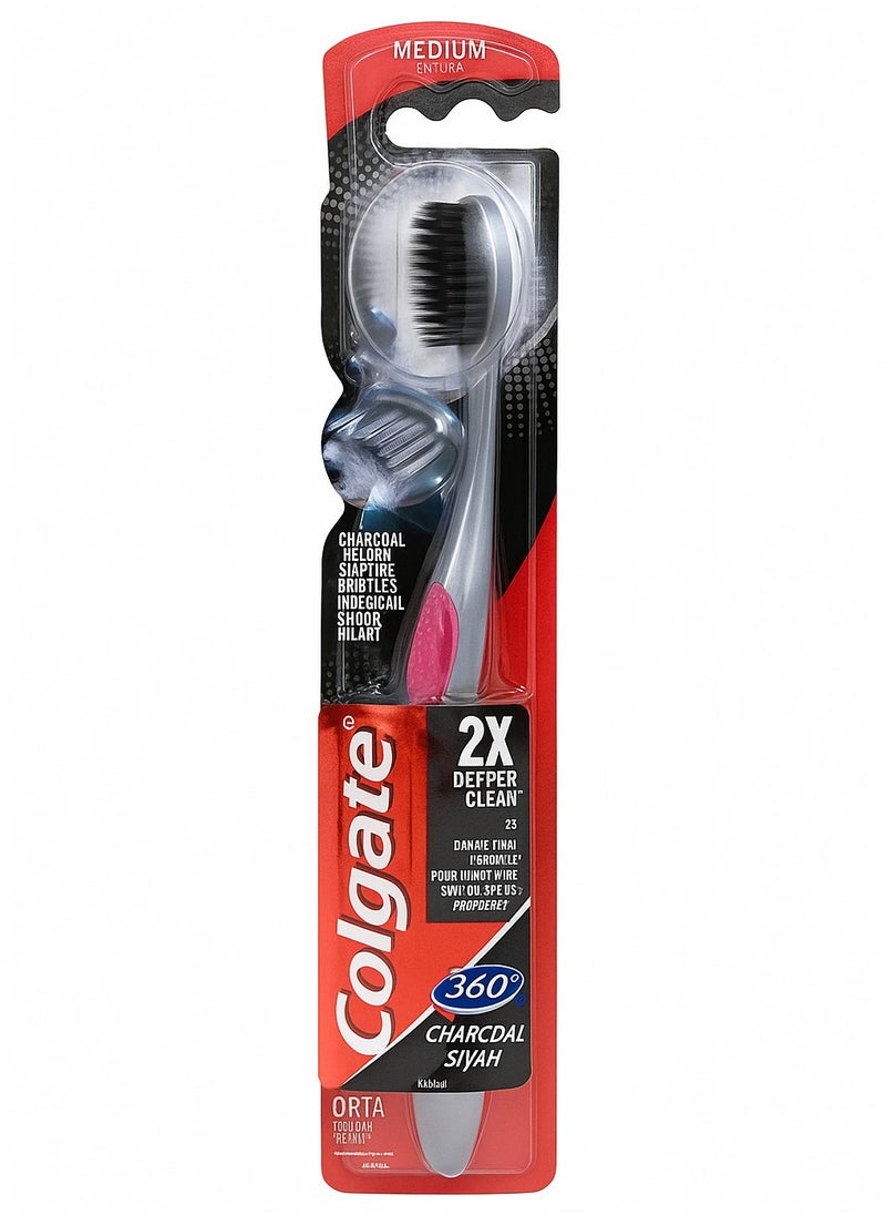 360 Charcoal Toothbrush medium Multi Color