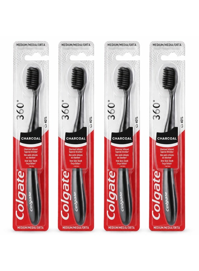 Colgate 360 Charcoal Toothbrush medium (PACK OF 4) - Image 1