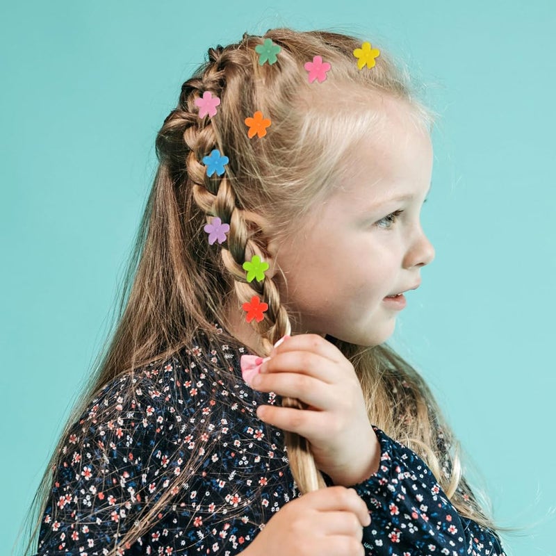 Yongdeli Mini Flower Hair Clip Flower Clips,Colorful Mini Hair Claw,for Women, Girls,Baby, Toddler Bangs Strong Grip Small Tiny Rainbow Hair Clips (100, Assorted) - Image 3