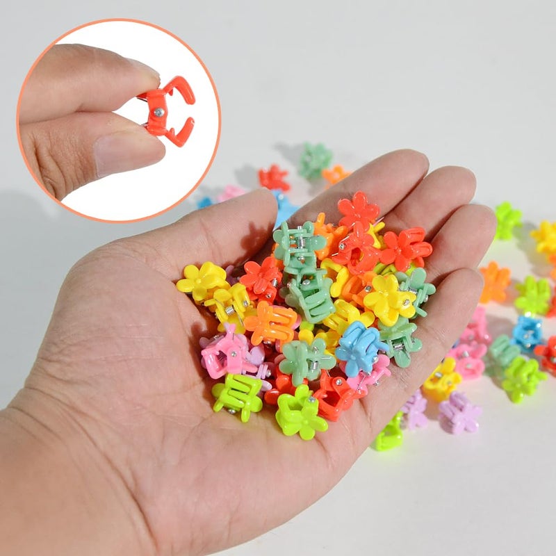 Yongdeli Mini Flower Hair Clip Flower Clips,Colorful Mini Hair Claw,for Women, Girls,Baby, Toddler Bangs Strong Grip Small Tiny Rainbow Hair Clips (100, Assorted) - Image 4
