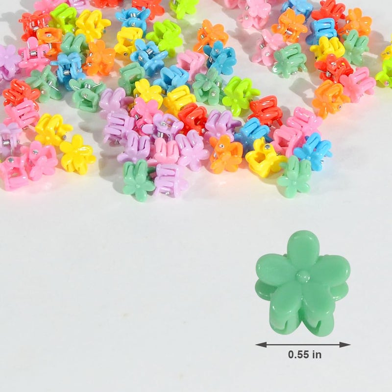 Yongdeli Mini Flower Hair Clip Flower Clips,Colorful Mini Hair Claw,for Women, Girls,Baby, Toddler Bangs Strong Grip Small Tiny Rainbow Hair Clips (100, Assorted) - Image 2
