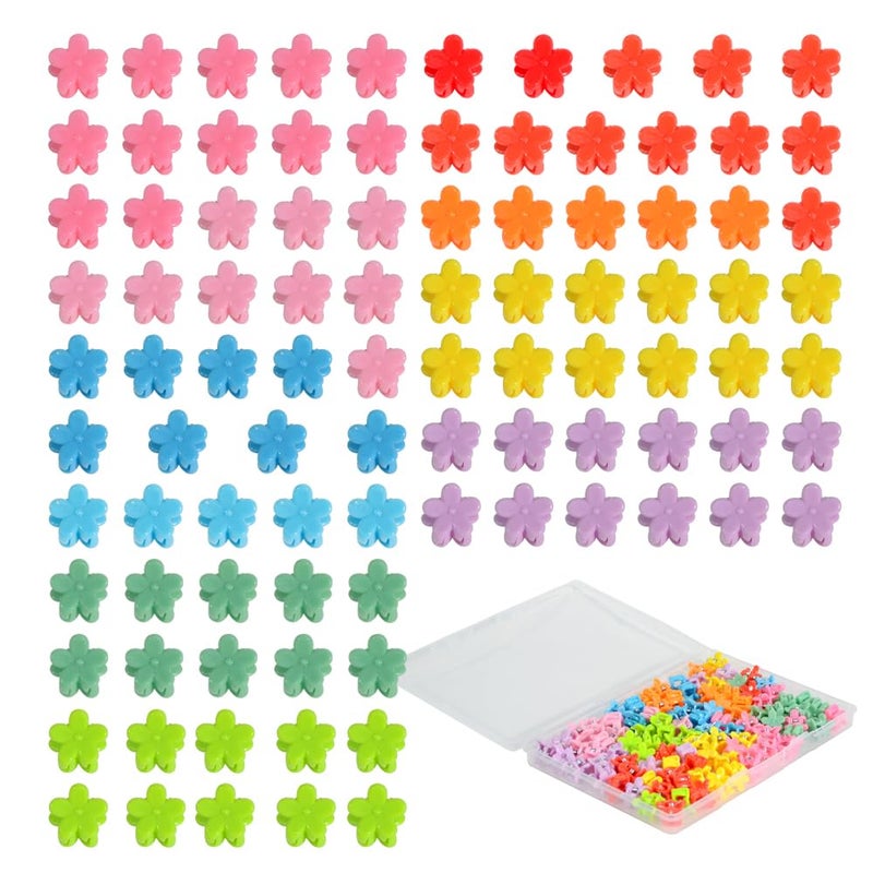 Yongdeli Mini Flower Hair Clip Flower Clips,Colorful Mini Hair Claw,for Women, Girls,Baby, Toddler Bangs Strong Grip Small Tiny Rainbow Hair Clips (100, Assorted) - Image 1