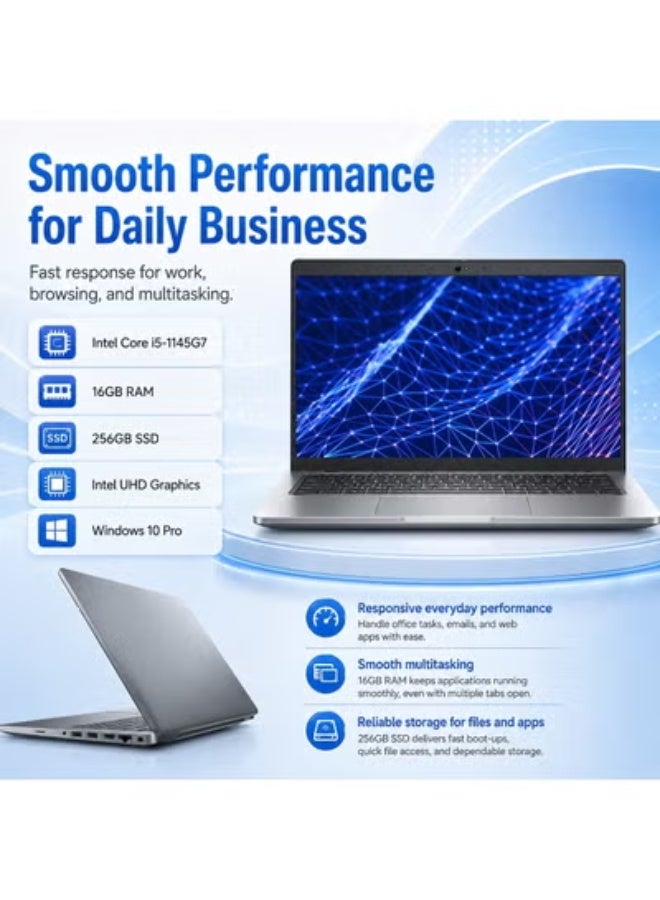 لابتوب أعمال Latitude 5420 بشاشة 14 بوصة HD ومعالج Core i5-1145G7 وذاكرة 16 جيجابايت وSSD 256 جيجابايت ورسوميات Intel UHD مع Windows 10 Pro وهدايا مجانية - Image 3
