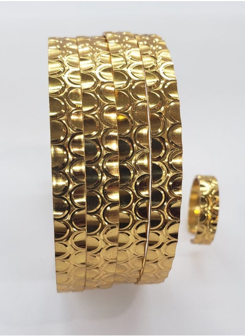 Gold Plated Bangles set with Finger Ring-Size 2.8