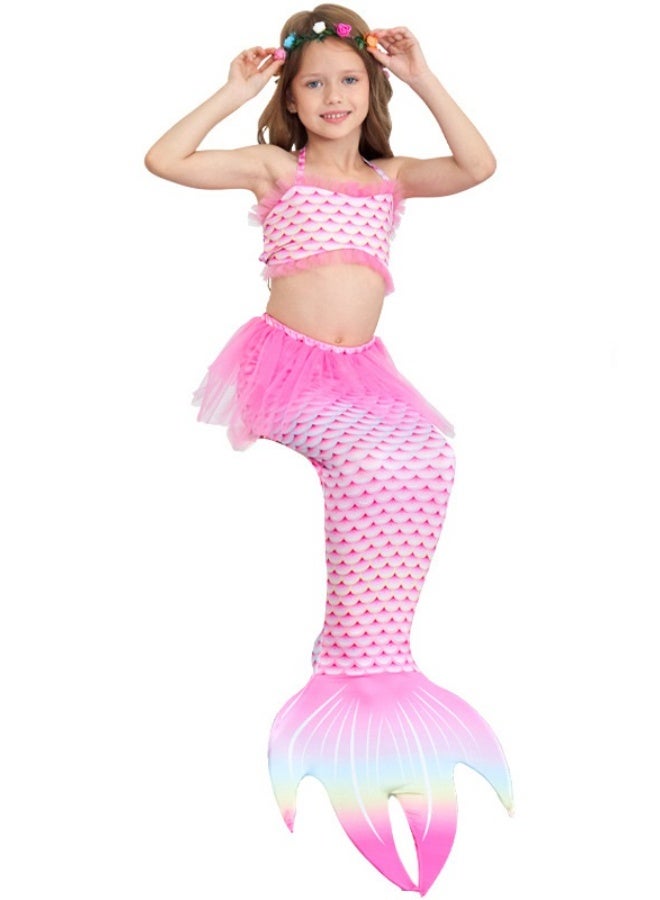 NIBEMINENT Mermaid children's swimsuit, girls' mermaid swimsuit, swimsuit three-piece set, children's mermaid swimsuit - Image 1