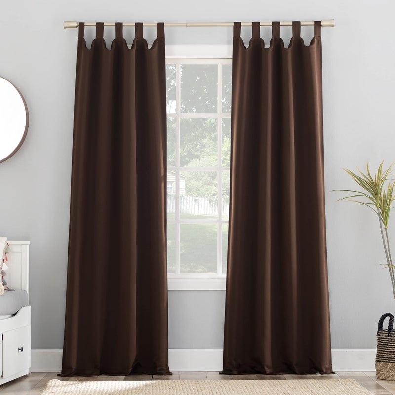 Sun Zero Easton Energy Saving Blackout Tab Top Curtain Panel 40 x 84 Chocolate - Image 1