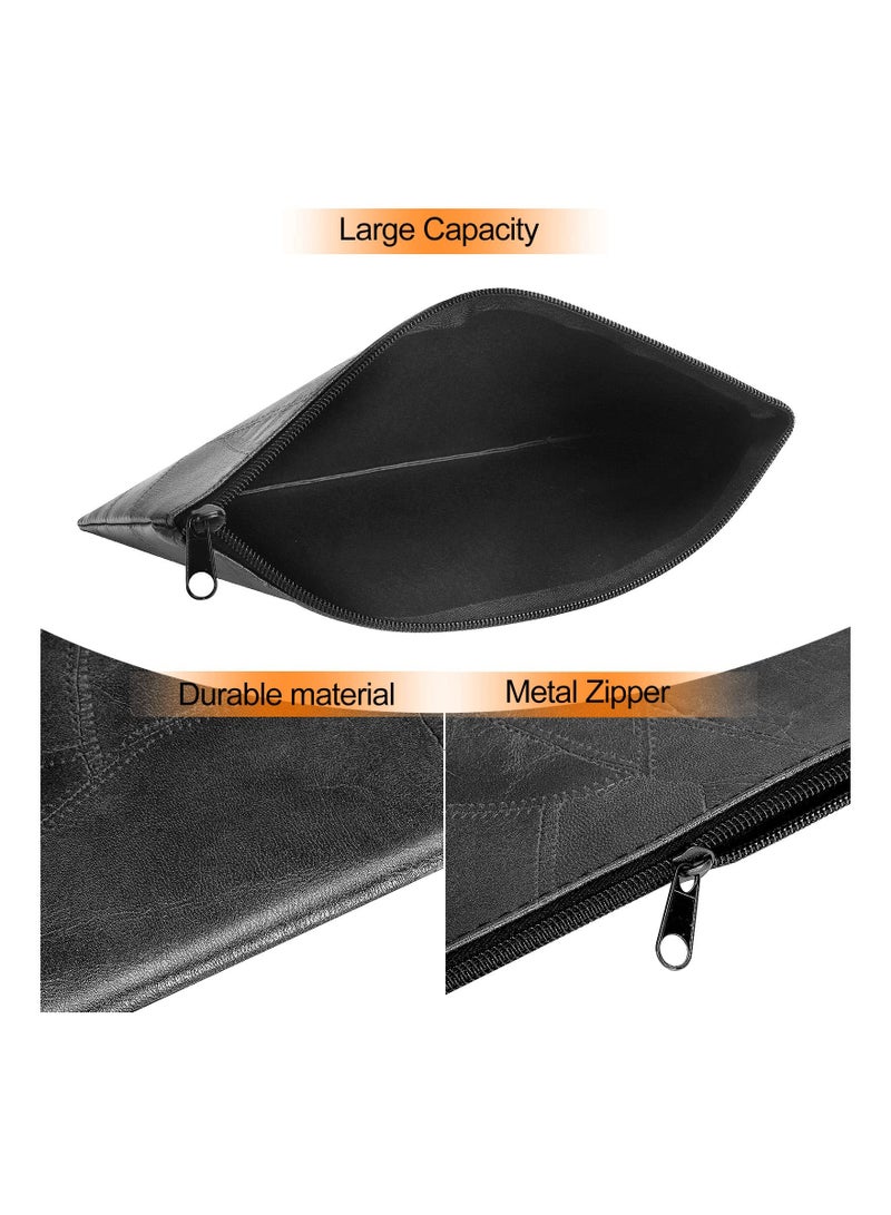 4-Pack Zippered PU Leatherette Security Wallet Pouches for Cash, Coins, Cosmetics, and Small Tools - Decorative Pattern 01, Ideal for Money Storage and Organization.  - Image 3