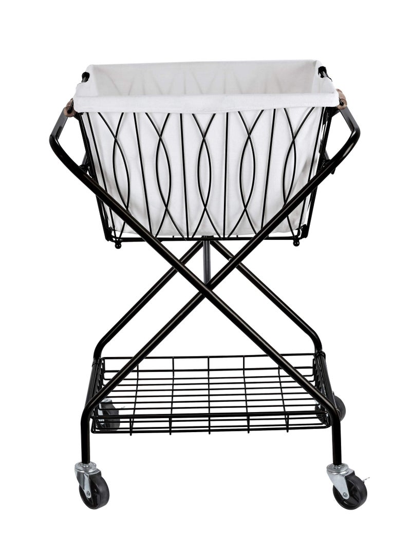 ARTESA Artesa Verona Collapsible Laundry Cart with Basket Black Large 