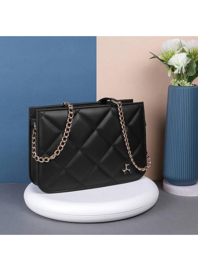 Mochi Women's Black Fashionable Faux Leather Sling Bag (66-363) - Image 2