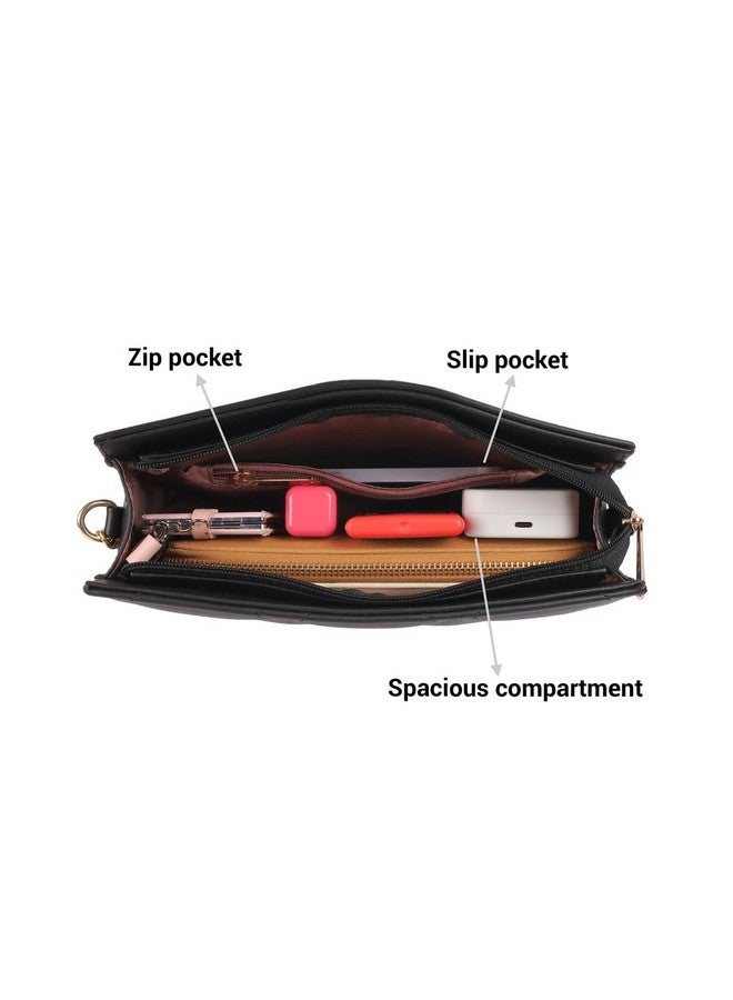 Mochi Women's Black Fashionable Faux Leather Sling Bag (66-363) - Image 5