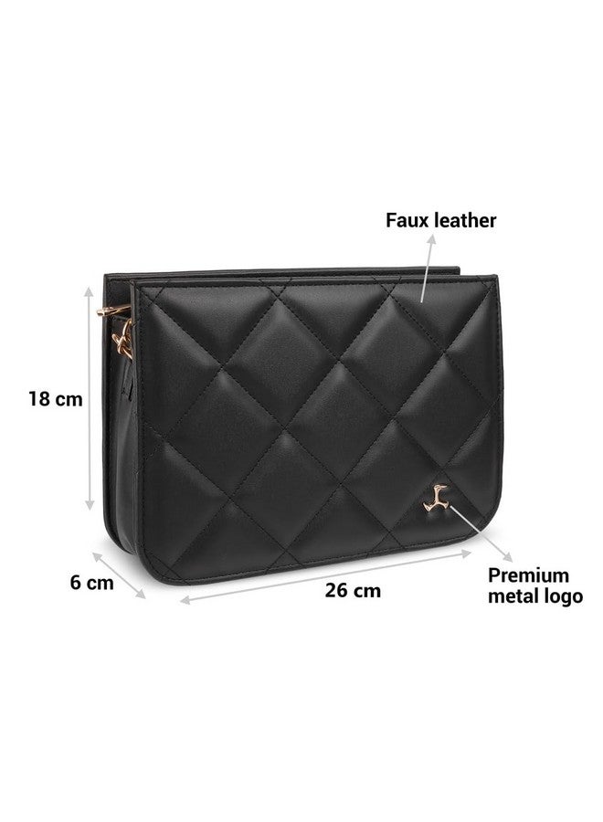 Mochi Women's Black Fashionable Faux Leather Sling Bag (66-363) - Image 3