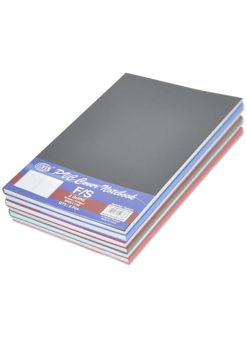 FIS 6-Piece FIS PVC Cover Note Book, 96 Sheets, 192 pages, Single Line, Assorted Colour - FSNBFS2QPVCASST - Image 1
