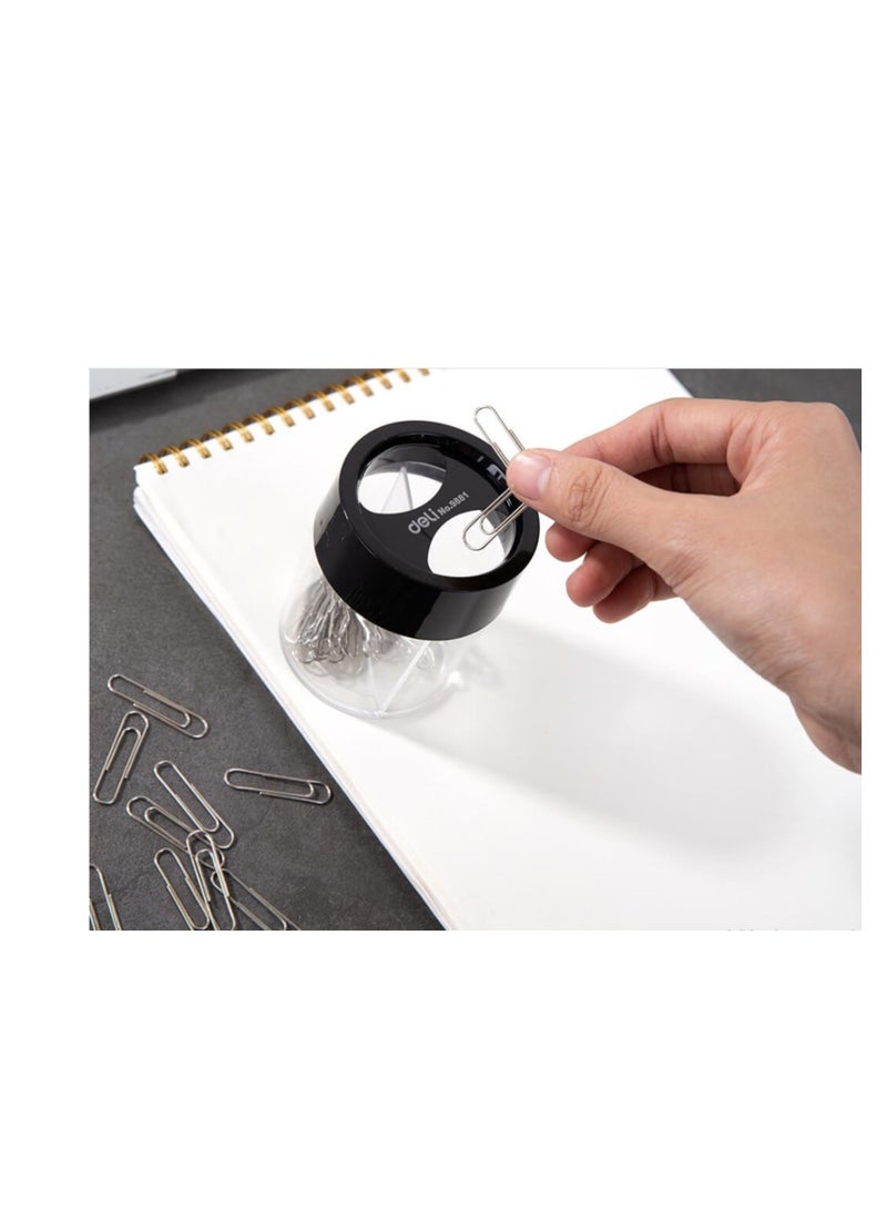 Deli حامل مشابك ورقية شفاف/أسود /حامل مشابك ورقية مغناطيسي دلي - Image 3