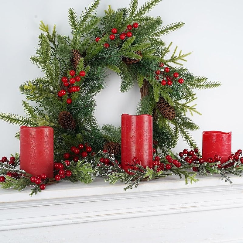 Rhytsing Red Battery Operated Candle with Timer, Flameless Led Candle Gift Set, Warm White Light, Distressed Wax Finished, Batteries Included - Set of 3 - Image 3