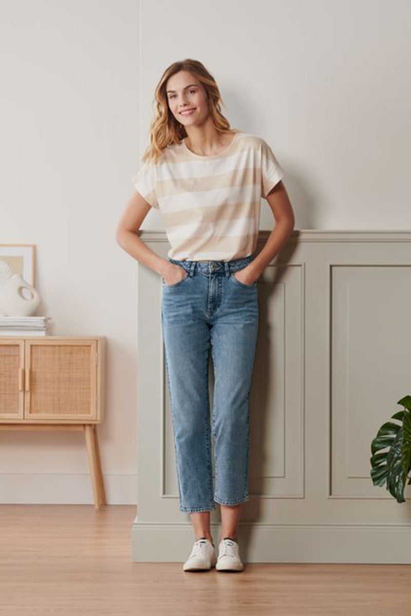 Tchibo جينز نسائي بقصة عادية، مغسول وقابل للتمدد، ساق مستقيم، أزرق - Image 1