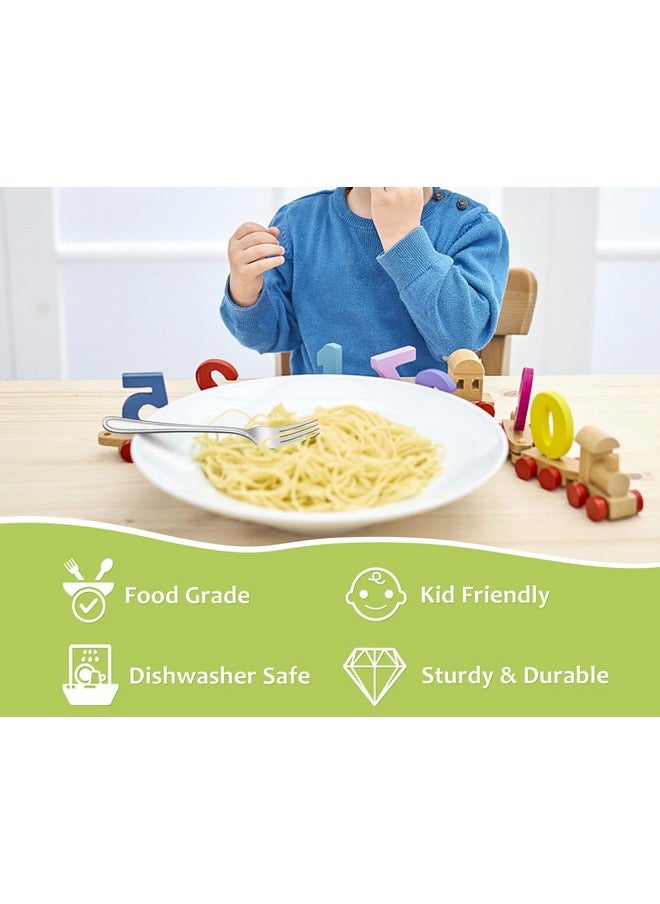TeamFar - Toddler Forks 6 Pcs Stainless Steel Kids Utensil Small Fork For Child Self Feeding With Line Patterned Edge Non Toxic & Healthy Mirror Surface & Dishwasher Safe Easy To Grip - Image 1