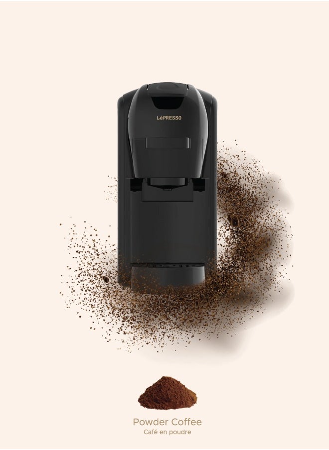 LePRESSO - Lieto 3 in 1 Multifunction Capsule Coffee Machine 0.6L Capacity, Compatible with Nespresso, Dolce Gusto & Powder Coffee, 19 Bar Pump, High Power, Efficient Brew Coffee Maker- Black - Image 1