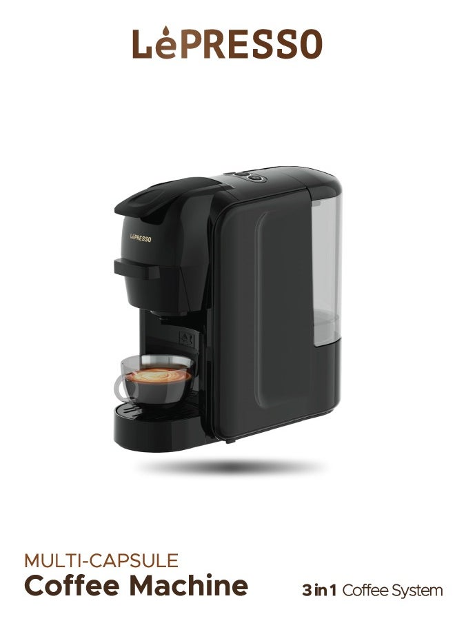 LePRESSO - Lieto 3 in 1 Multifunction Capsule Coffee Machine 0.6L Capacity, Compatible with Nespresso, Dolce Gusto & Powder Coffee, 19 Bar Pump, High Power, Efficient Brew Coffee Maker- Black - Image 1