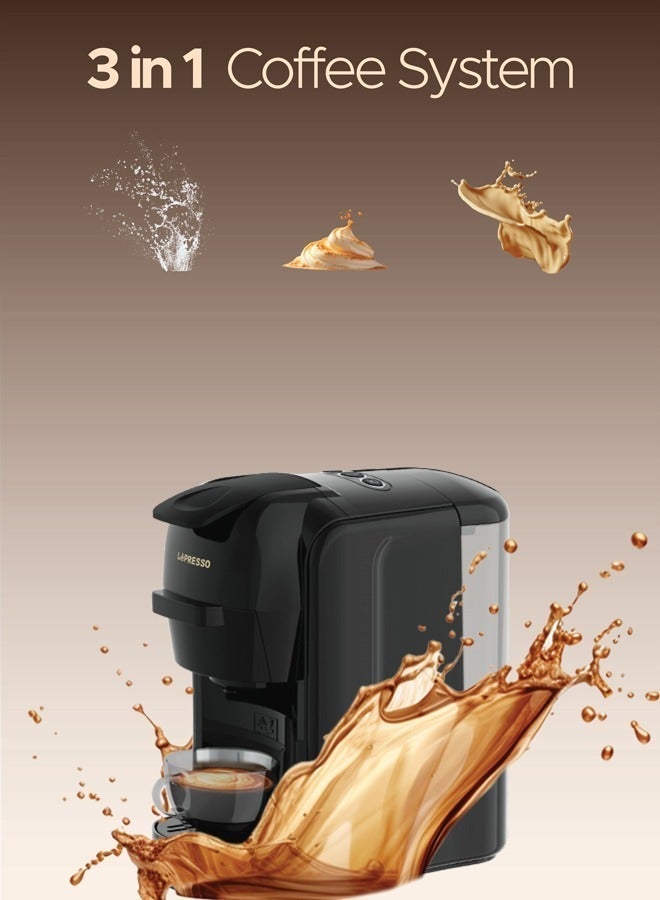 LePRESSO Lieto 3 in 1 Multifunction Capsule Coffee Machine 0.6L Capacity / Compatible with Nespresso / Dolce Gusto & Powder Coffee / 19 Bar Italian Pump / High Power, Efficient Brew Coffee Maker- Black - Image 3