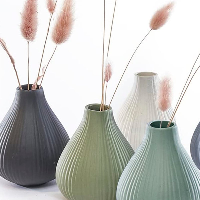 Chive â€˜Frostâ€™ Ceramic Flower Vase â€” Set of 6 Beautiful Small Bud Vases for Flowers & House Plants â€” Perfect Shelf Centerpieces and Living Room Decor â€” Assorted Colors - Image 2