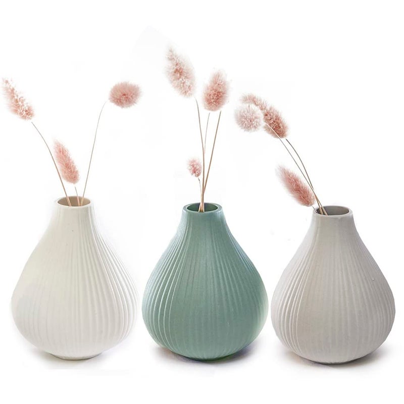 Chive â€˜Frostâ€™ Ceramic Flower Vase â€” Set of 6 Beautiful Small Bud Vases for Flowers & House Plants â€” Perfect Shelf Centerpieces and Living Room Decor â€” Assorted Colors - Image 3