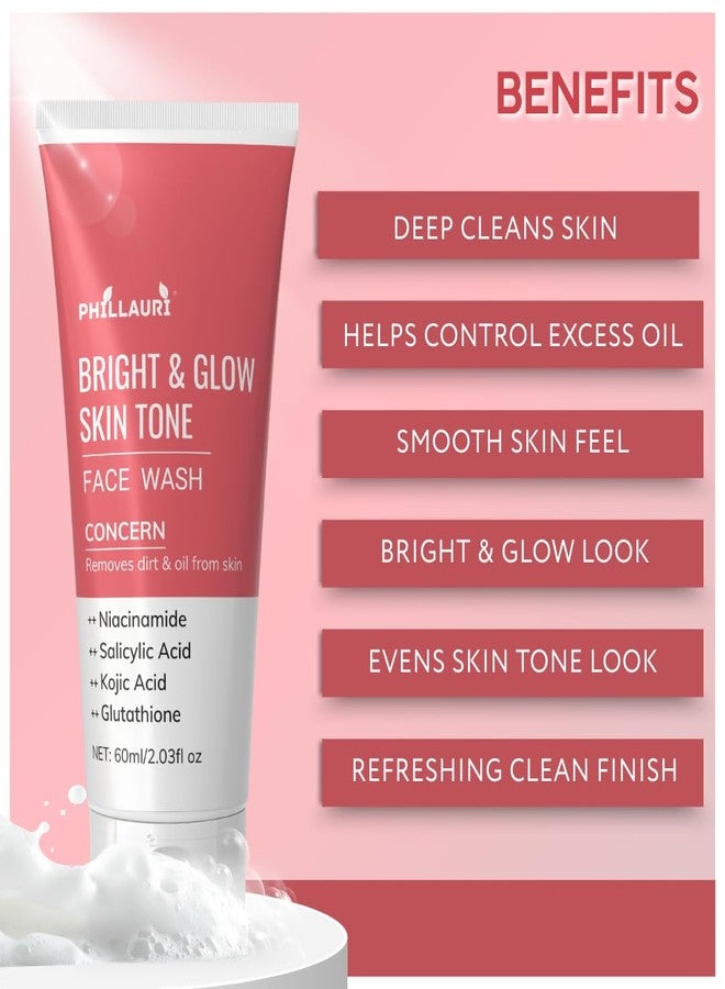 Phillauri غسول الوجه برايت جلو بمنظفات لطيفة للعناية اليومية بالبشرة | غسول للوجه | غسول الوجه برايت جلو للبشرة لشعور بالنظافة والانتعاش | يقلل من اسمرار البشرة | يقشر البشرة بلطف ويفتح لونها | يقلل من التصبغات | للرجال والنساء - 60 مل (عبوة واحدة) - Image 3