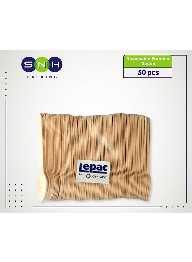 SNH Packing Disposable Wooden Spoon - Heavyweight Disposable Knife, Heavy Duty Cutlery - Wooden Utensils - Perfect For Parties And Restaurants - 50 Pieces.  - Image 2