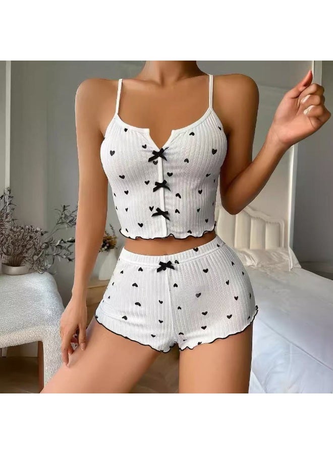 Heart Print Color-Block Homewear Set