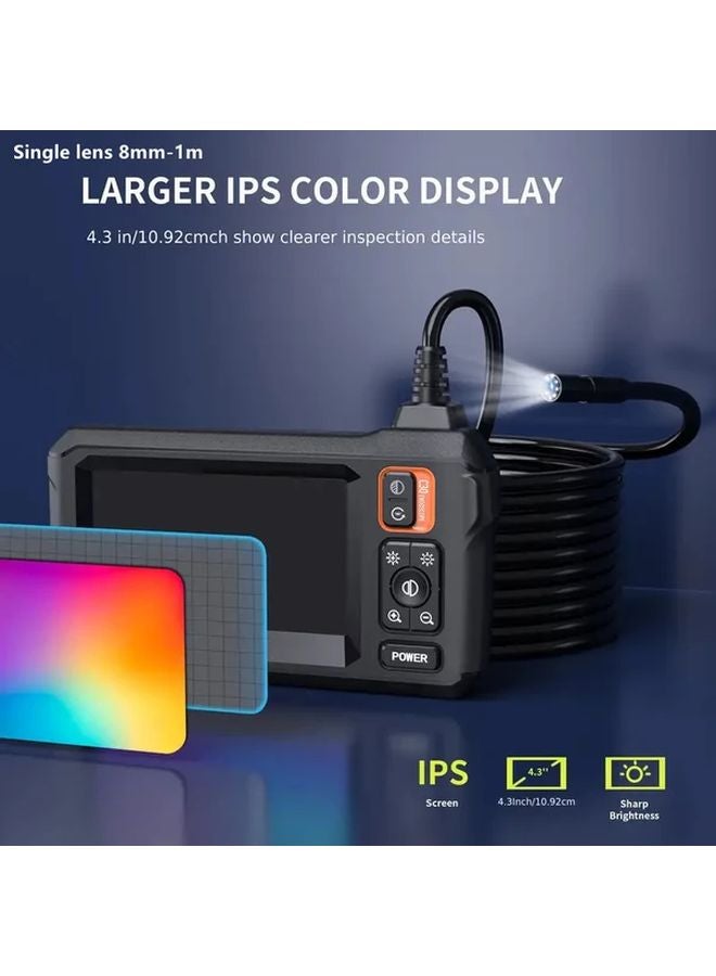 Orange 8mm Single Lens 4.3 Inch Industrial Endoscope Camera with 1 to 30m Cable for Automotive Repair Pipe Inspection - Image 3