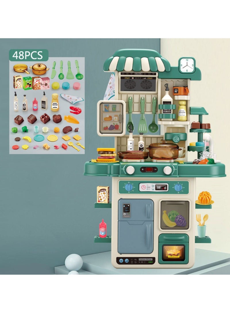Arabest Kids Kitchen Play set, Mini Kitchen Toy Set, Toddler Cooking Pretend Play Kitchen Appliances with Light & Sound Simulation of Spray Sink Fruit Vegetable Children Role Play Toy for Girls Boys GiftKids Kitchen Play set, Mini Kitchen Toy Set, Toddler Cooking Pretend Play Kitchen Appliances with Light & Sound Simulation of Spray Sink Fruit Vegetable Children Role Play Toy for Girls Boys Gift  - Image 1