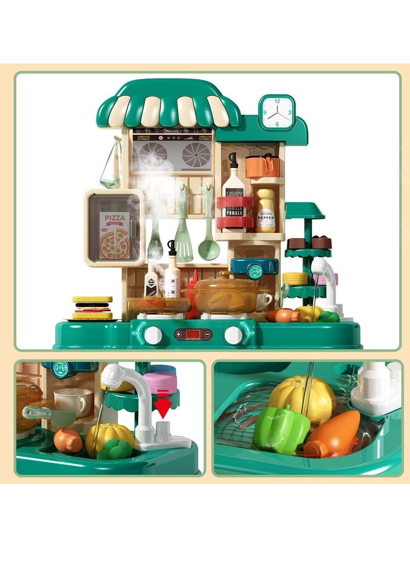 Arabest Kids Kitchen Play set, Mini Kitchen Toy Set, Toddler Cooking Pretend Play Kitchen Appliances with Light & Sound Simulation of Spray Sink Fruit Vegetable Children Role Play Toy for Girls Boys GiftKids Kitchen Play set, Mini Kitchen Toy Set, Toddler Cooking Pretend Play Kitchen Appliances with Light & Sound Simulation of Spray Sink Fruit Vegetable Children Role Play Toy for Girls Boys Gift  - Image 4