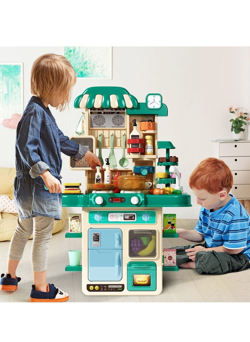 Arabest Kids Kitchen Play set, Mini Kitchen Toy Set, Toddler Cooking Pretend Play Kitchen Appliances with Light & Sound Simulation of Spray Sink Fruit Vegetable Children Role Play Toy for Girls Boys GiftKids Kitchen Play set, Mini Kitchen Toy Set, Toddler Cooking Pretend Play Kitchen Appliances with Light & Sound Simulation of Spray Sink Fruit Vegetable Children Role Play Toy for Girls Boys Gift  - Image 2