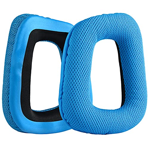 Geekria Mesh Fabric Replacement Ear Pads for Logitech G930 G430 G432 G332 G35 F450 Headphones Ear Cushions Repair Parts with Video Guide Blue - Image 3