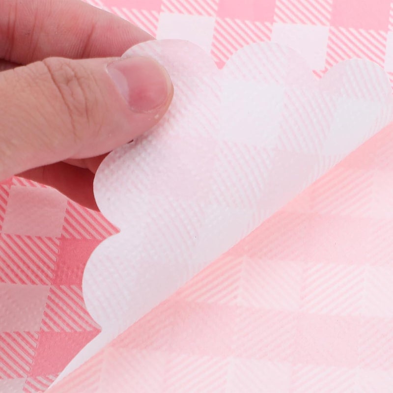 Pink Gingham Disposable Cocktail Napkins 100pcs 2-layer Paper Beverage Napkins for Wedding Bridal Shower Birthday Party Picnic - Image 3