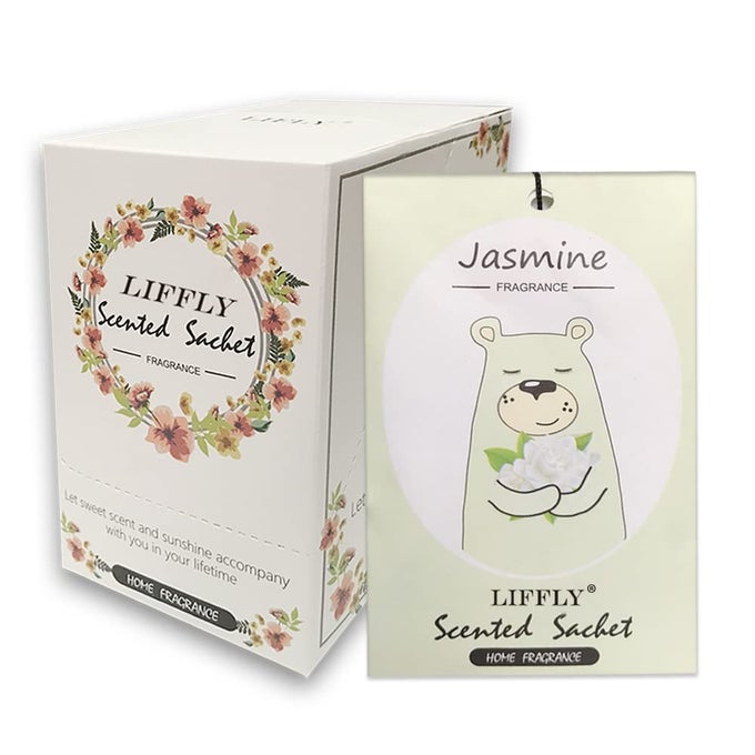 LIFFLY 14 Packs Jasmine Scented Sachets Bag for Drawer and Closet Xmas Gift 15 Scents Optional