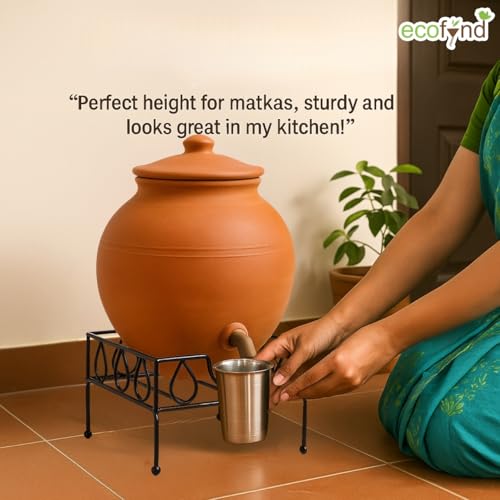 ecofynd Square Heavy Duty Kylo Matka Stand for Kitchen, Water Pot Stand, Terracotta Stand for Kitchen Utensils, Multipurpose Dispenser Rack, Pot Stand, Jar Holder, (PS047-BLK) - Image 3