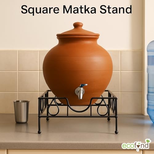 ecofynd Square Heavy Duty Kylo Matka Stand for Kitchen, Water Pot Stand, Terracotta Stand for Kitchen Utensils, Multipurpose Dispenser Rack, Pot Stand, Jar Holder, (PS047-BLK) - Image 5