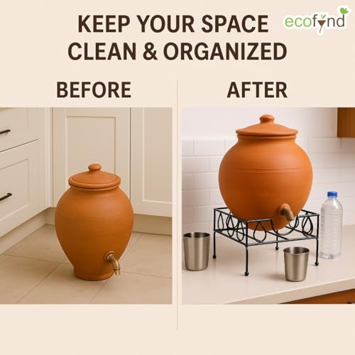 ecofynd Square Heavy Duty Kylo Matka Stand for Kitchen, Water Pot Stand, Terracotta Stand for Kitchen Utensils, Multipurpose Dispenser Rack, Pot Stand, Jar Holder, (PS047-BLK) - Image 4