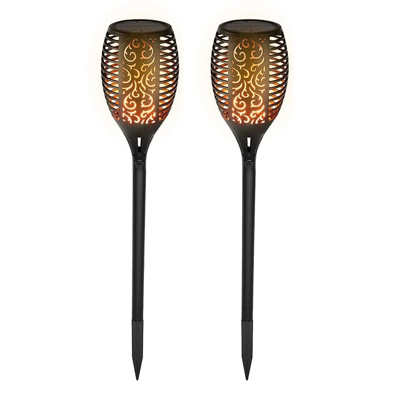 2 Pack Solar Flame Lamp 51LED Solar Torch Light Outdoor with Flickering Flame Landscape IP65 Waterproof Decorative Lights Simple Installation for Courtyard Garden Street - Image 1